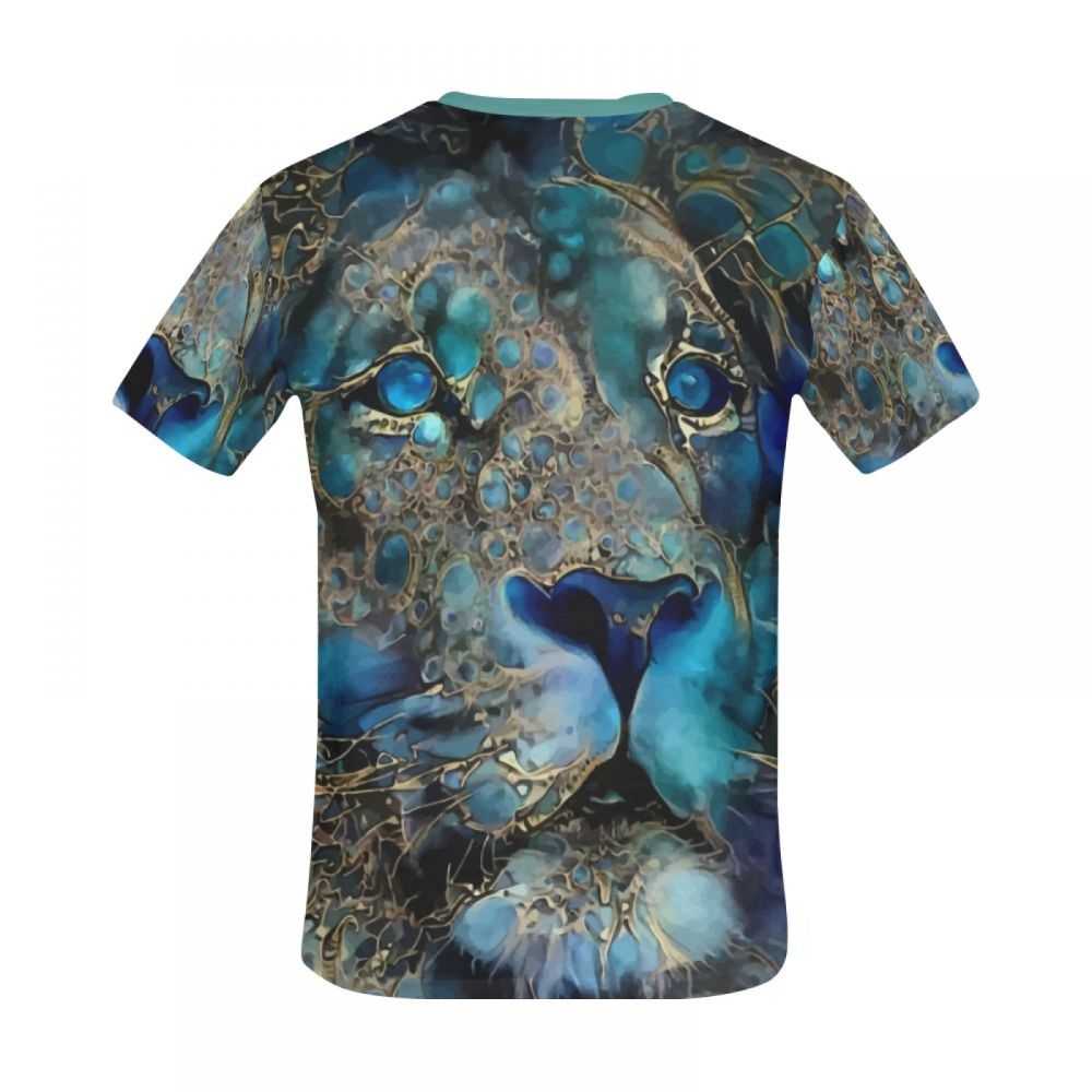 Men's Digital Art Blue Lion Short T-shirt Australia