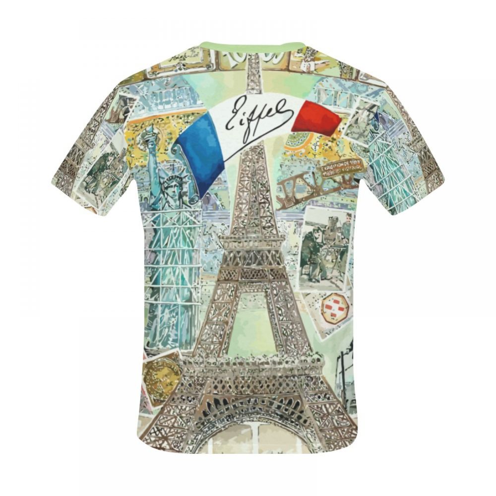 Men's Watercolor Art France Eiffel Tower Short T-shirt Australia