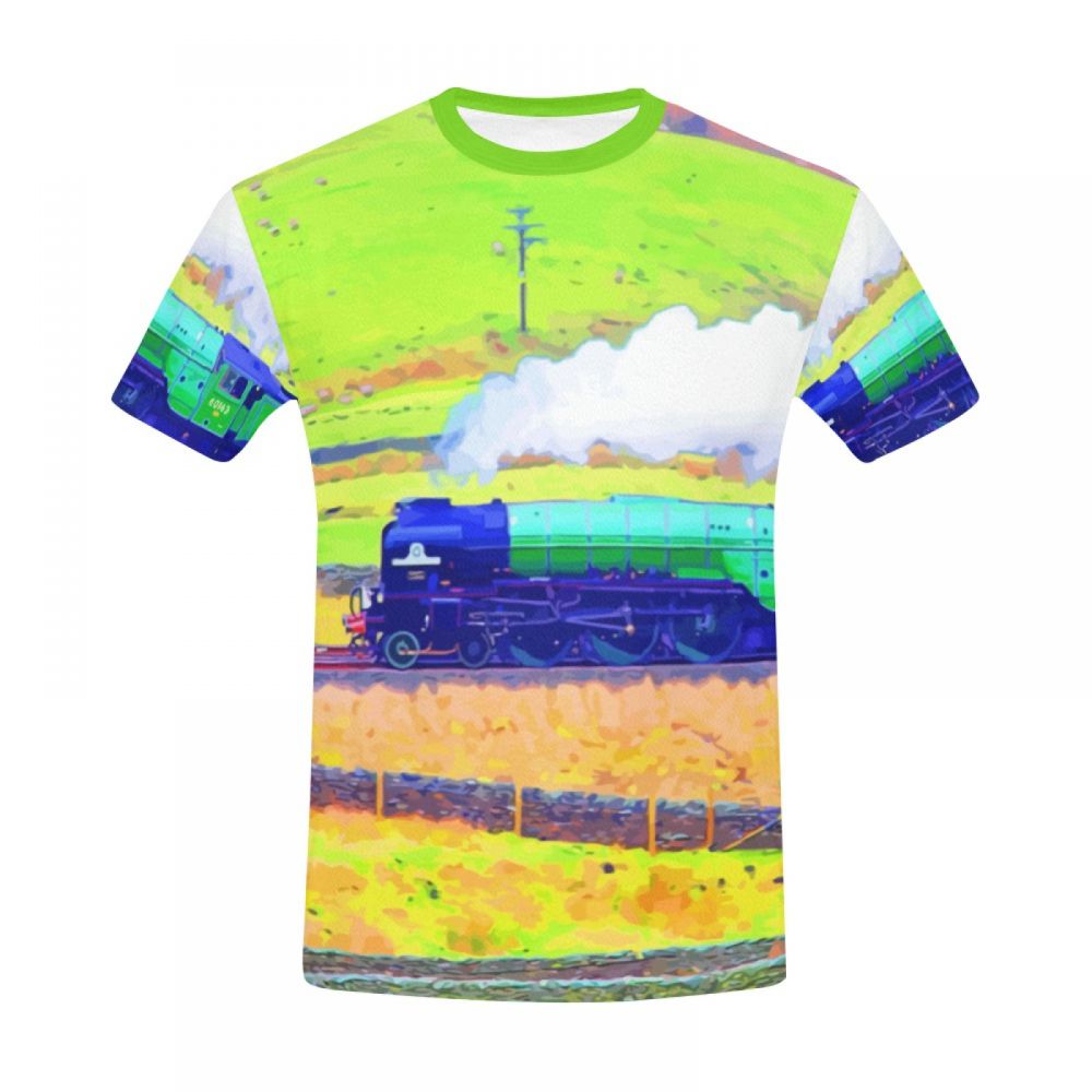 Men's Landscape Art Train Pastoral Short T-shirt Australia