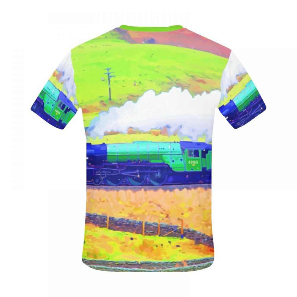 Men's Landscape Art Train Pastoral Short T-shirt Australia