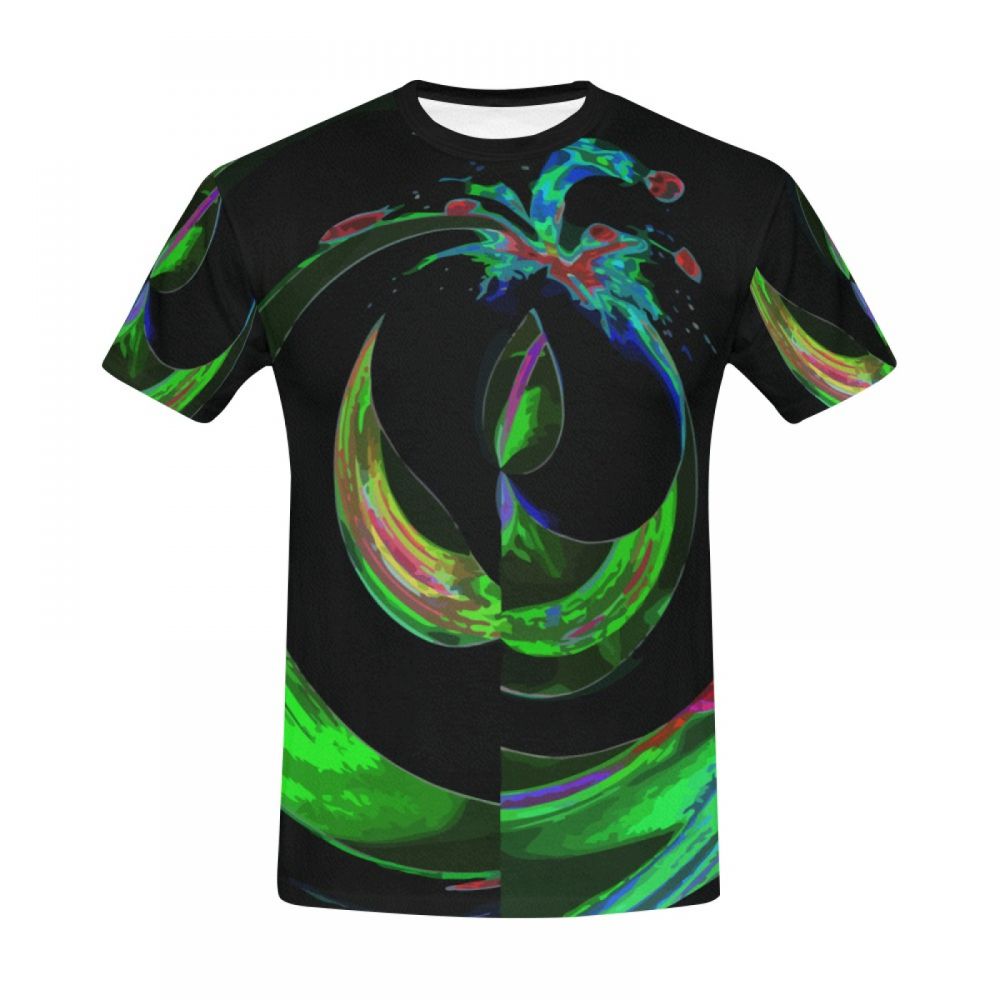 Men's Art Digital Green Water Drop Short T-shirt Australia