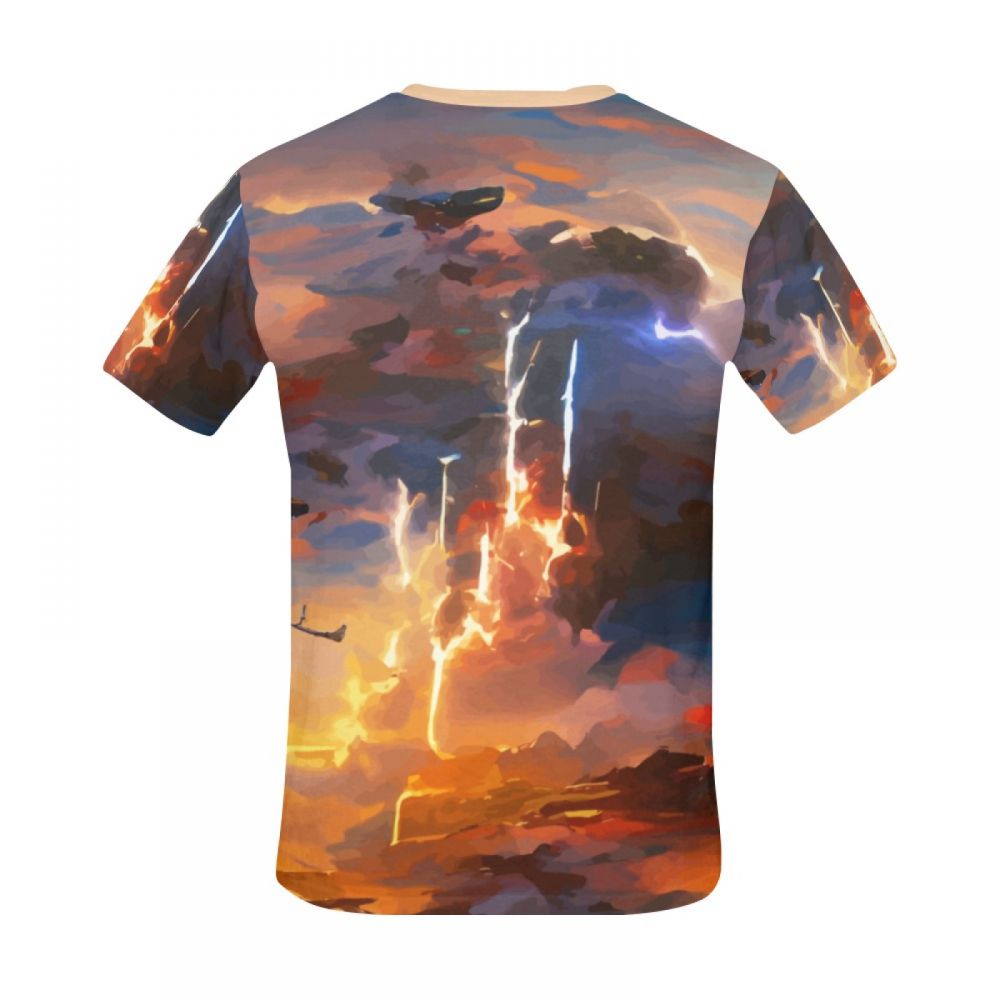 Men's Art Lightning In The Sky Short T-shirt Australia