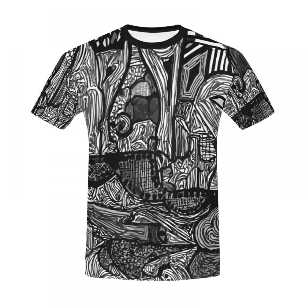 Men's Art Black And White World Short T-shirt Australia