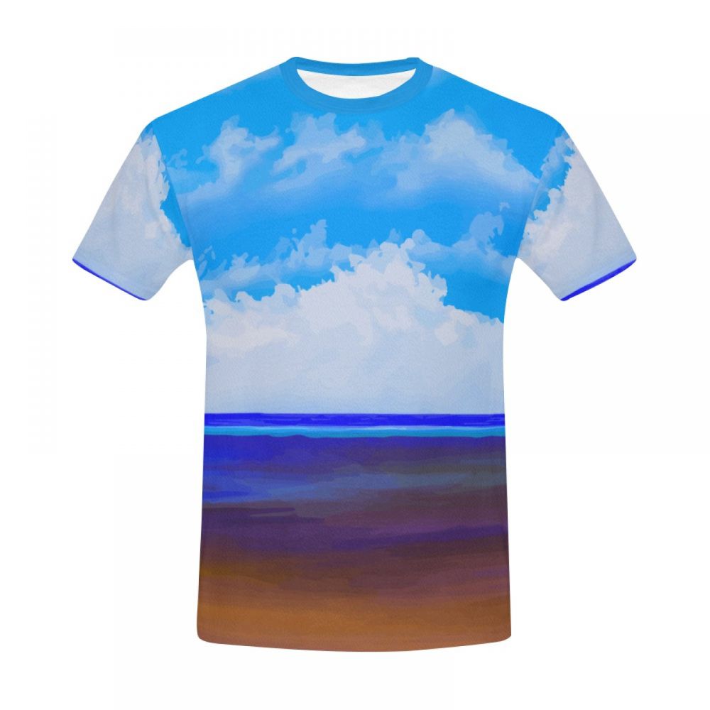 Men's Art Beach Blue Sky Short T-shirt Australia