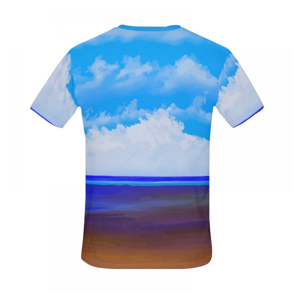 Men's Art Beach Blue Sky Short T-shirt Australia