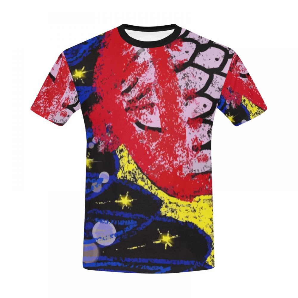 Men's Figurative Art Fish Mouth Short T-shirt Australia