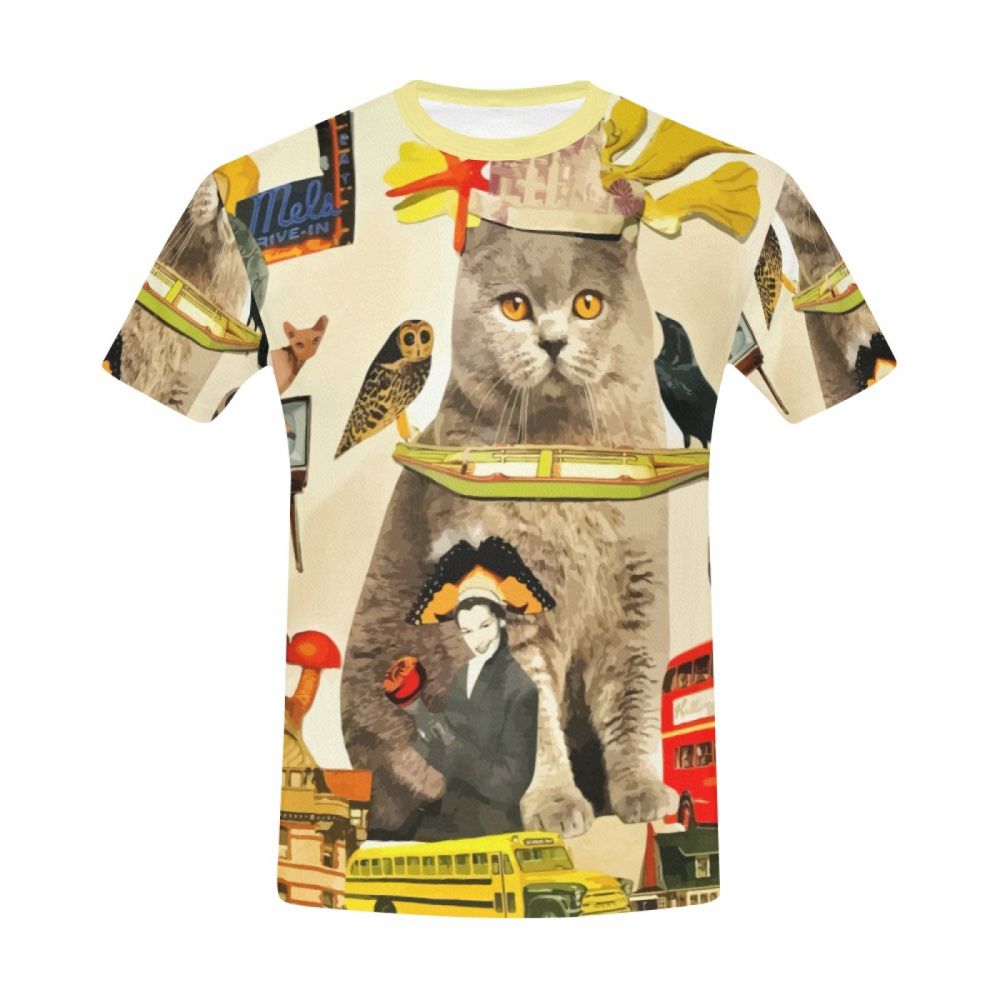 Men's Art Crazy Animals Cat King Short T-shirt Australia