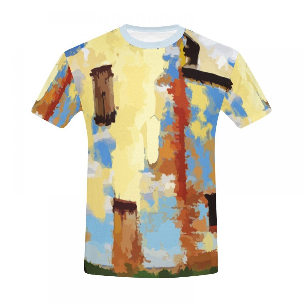 Men's Art Surreal Architecture Yellow Graffiti Short T-shirt Australia