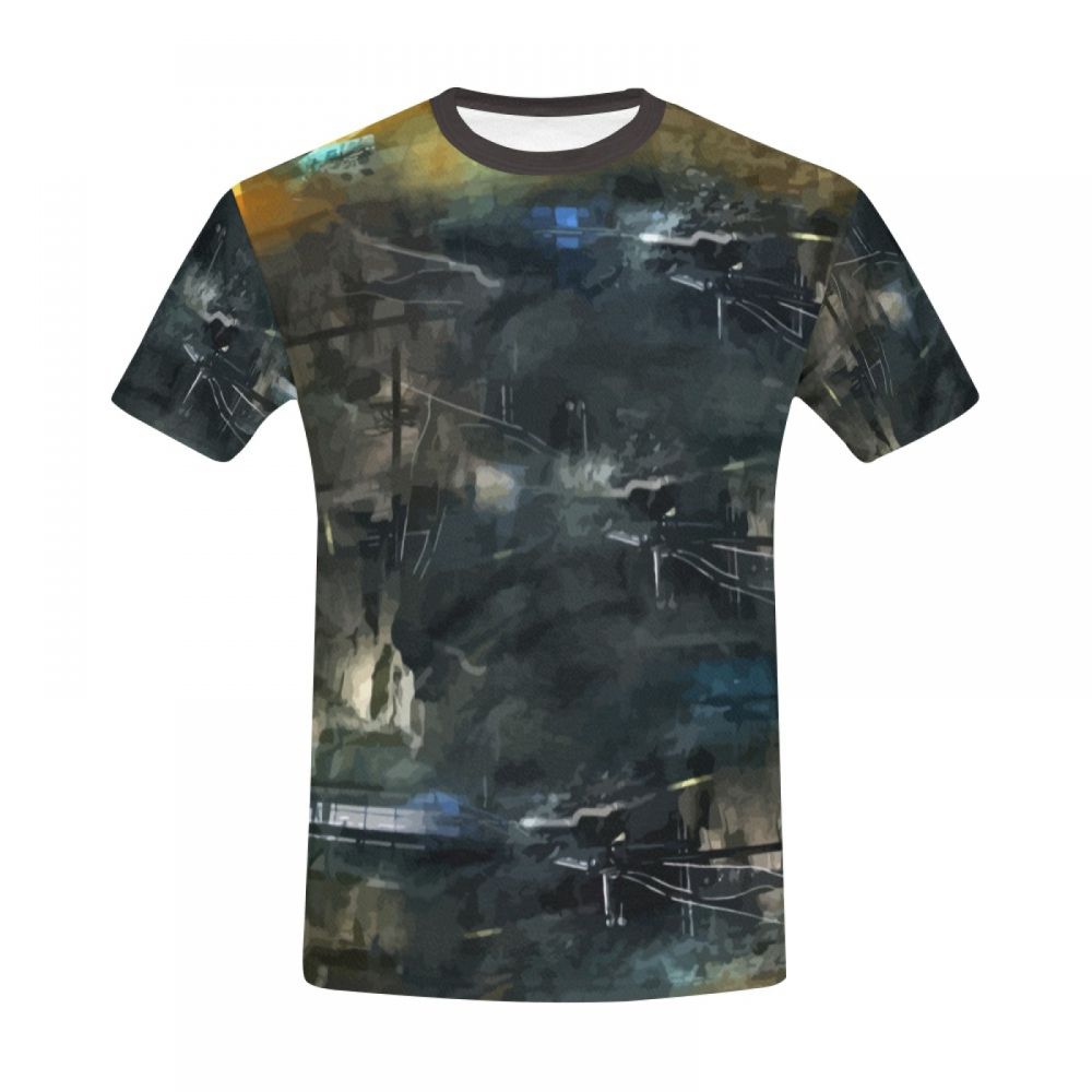 Men's Abstraction Black And Dark Short T-shirt Australia