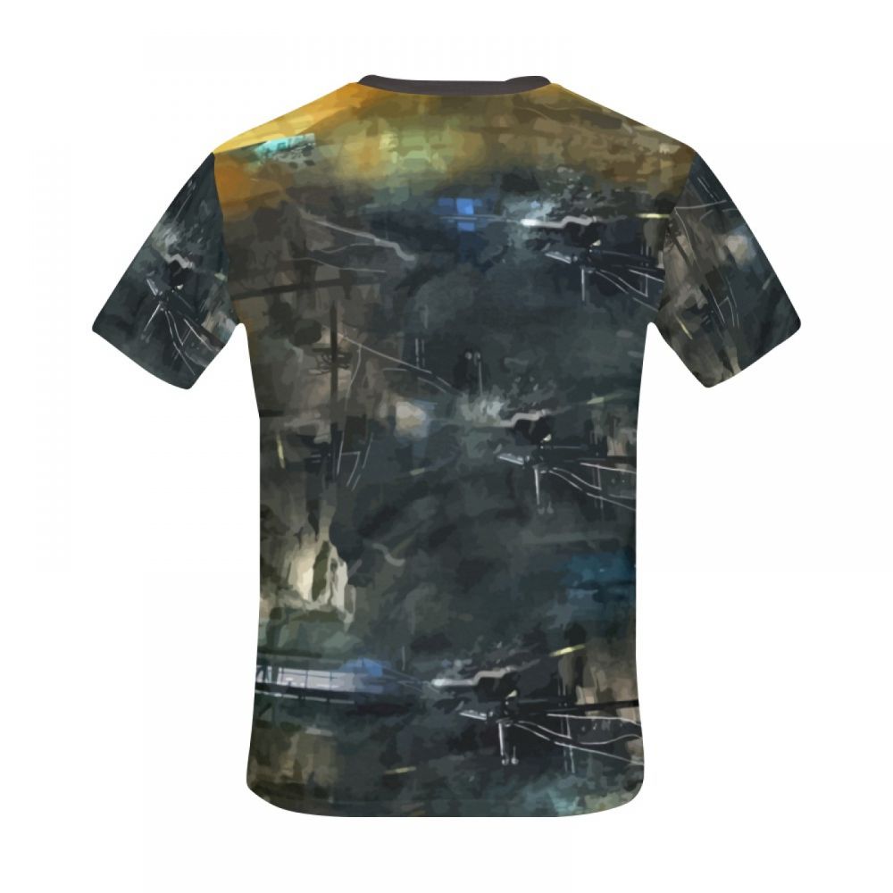 Men's Abstraction Black And Dark Short T-shirt Australia