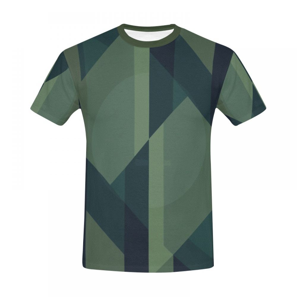 Men's Geometric Art Green Lines Short T-shirt Australia