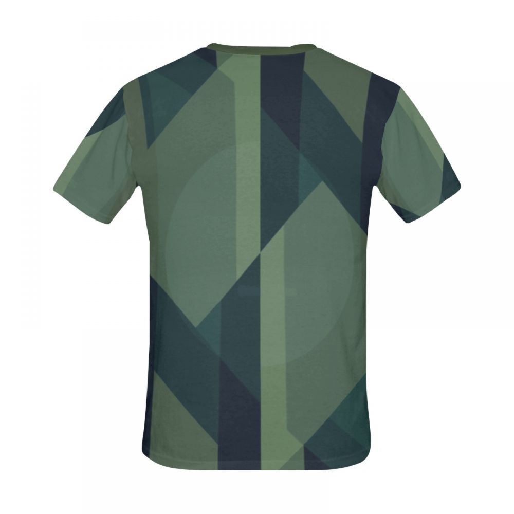 Men's Geometric Art Green Lines Short T-shirt Australia