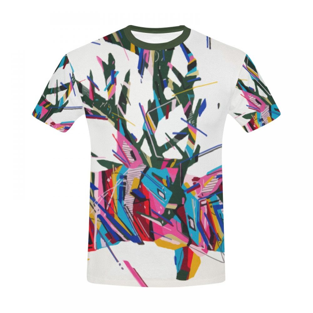 Men's Geometric Animal Art Cerfs Short T-shirt Australia