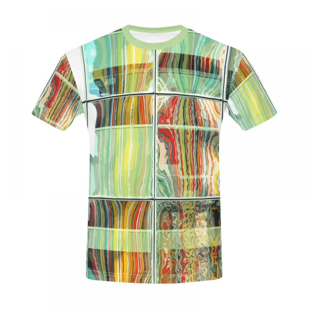 Men's Abstract Art Reflective Stripes Short T-shirt Australia