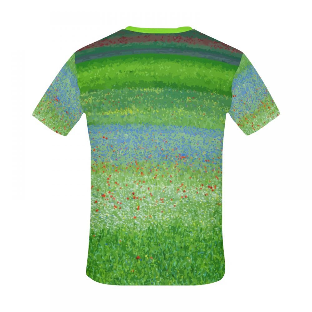 Men's Green Art Countryside Flowers Short T-shirt Australia