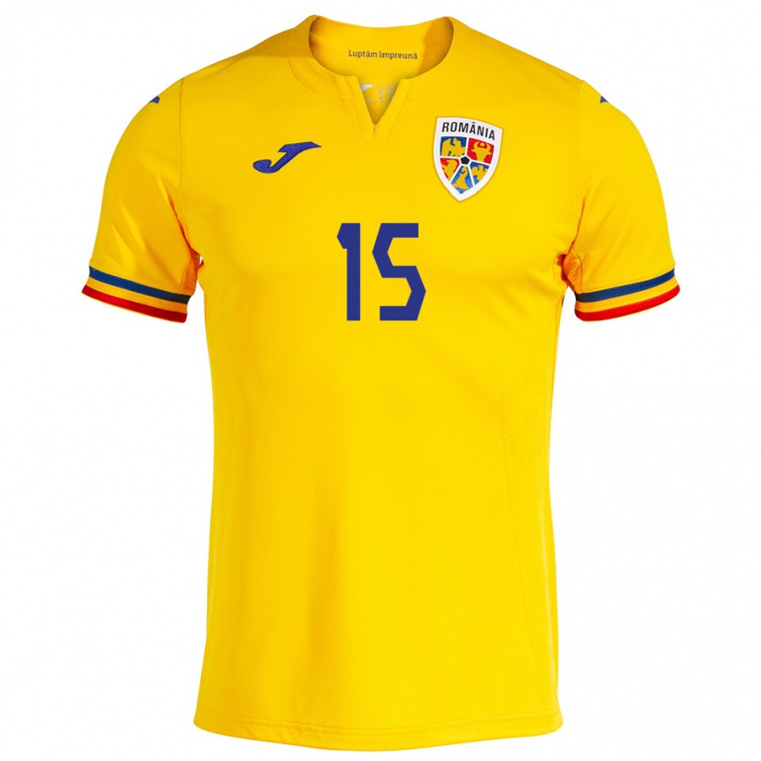 Kids Football Romania Cătălin Vulturar #15 Yellow Home Jersey 24-26 T-Shirt Australia