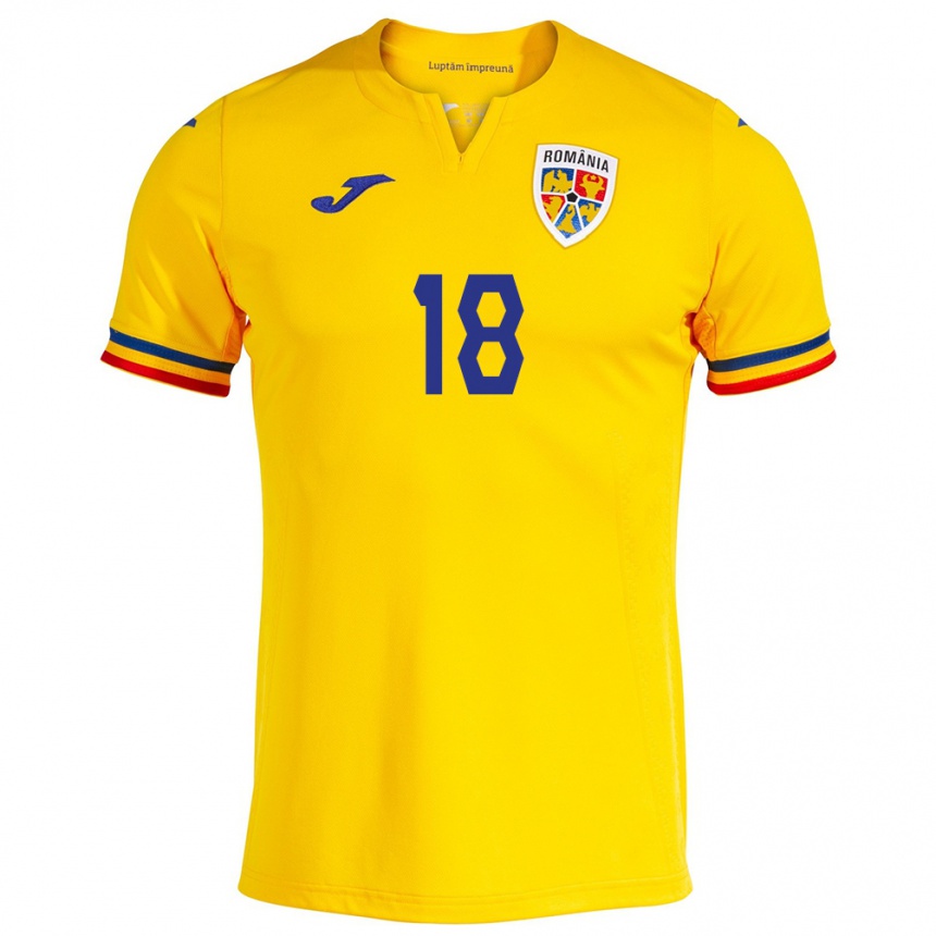 Kids Football Romania Denis Radu #18 Yellow Home Jersey 24-26 T-Shirt Australia