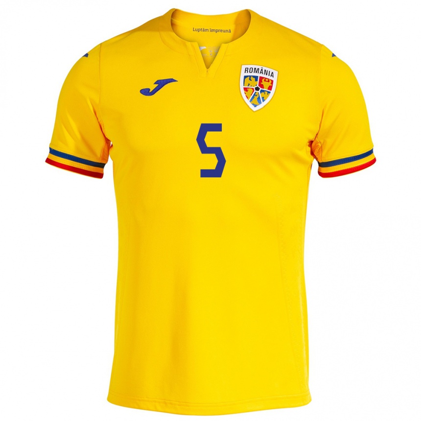 Kids Football Romania Ümit Akdağ #5 Yellow Home Jersey 24-26 T-Shirt Australia