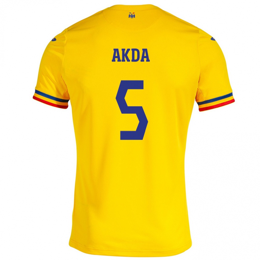 Kids Football Romania Ümit Akdağ #5 Yellow Home Jersey 24-26 T-Shirt Australia