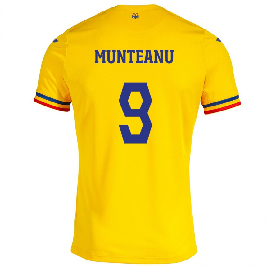 Kids Football Romania Louis Munteanu #9 Yellow Home Jersey 24-26 T-Shirt Australia