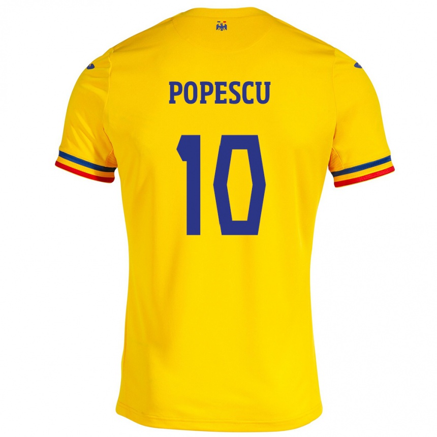 Kids Football Romania Octavian Popescu #10 Yellow Home Jersey 24-26 T-Shirt Australia