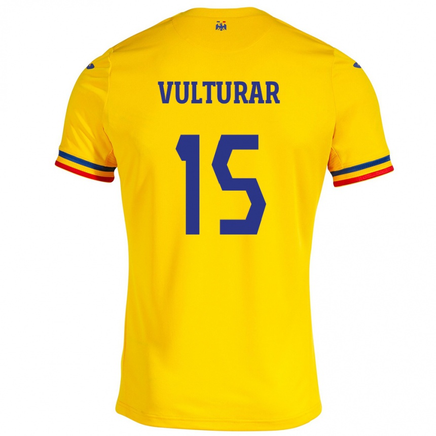 Kids Football Romania Cătălin Vulturar #15 Yellow Home Jersey 24-26 T-Shirt Australia