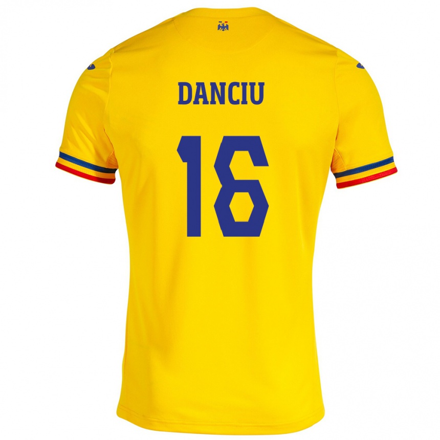 Kids Football Romania Marian Danciu #16 Yellow Home Jersey 24-26 T-Shirt Australia