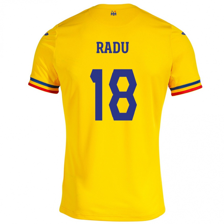 Kids Football Romania Denis Radu #18 Yellow Home Jersey 24-26 T-Shirt Australia