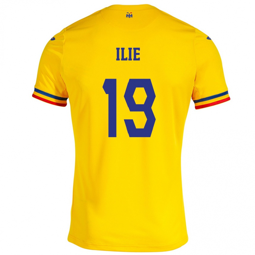 Kids Football Romania Rareș Ilie #19 Yellow Home Jersey 24-26 T-Shirt Australia