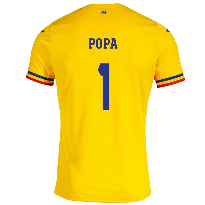 Kids Football Romania Robert Popa #1 Yellow Home Jersey 24-26 T-Shirt Australia