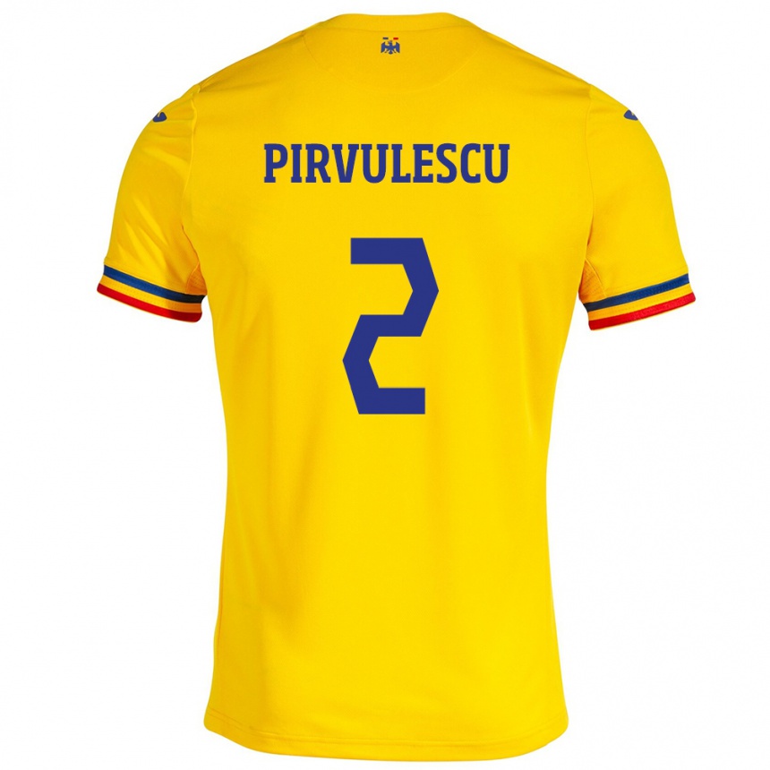 Kids Football Romania Sergiu Pîrvulescu #2 Yellow Home Jersey 24-26 T-Shirt Australia