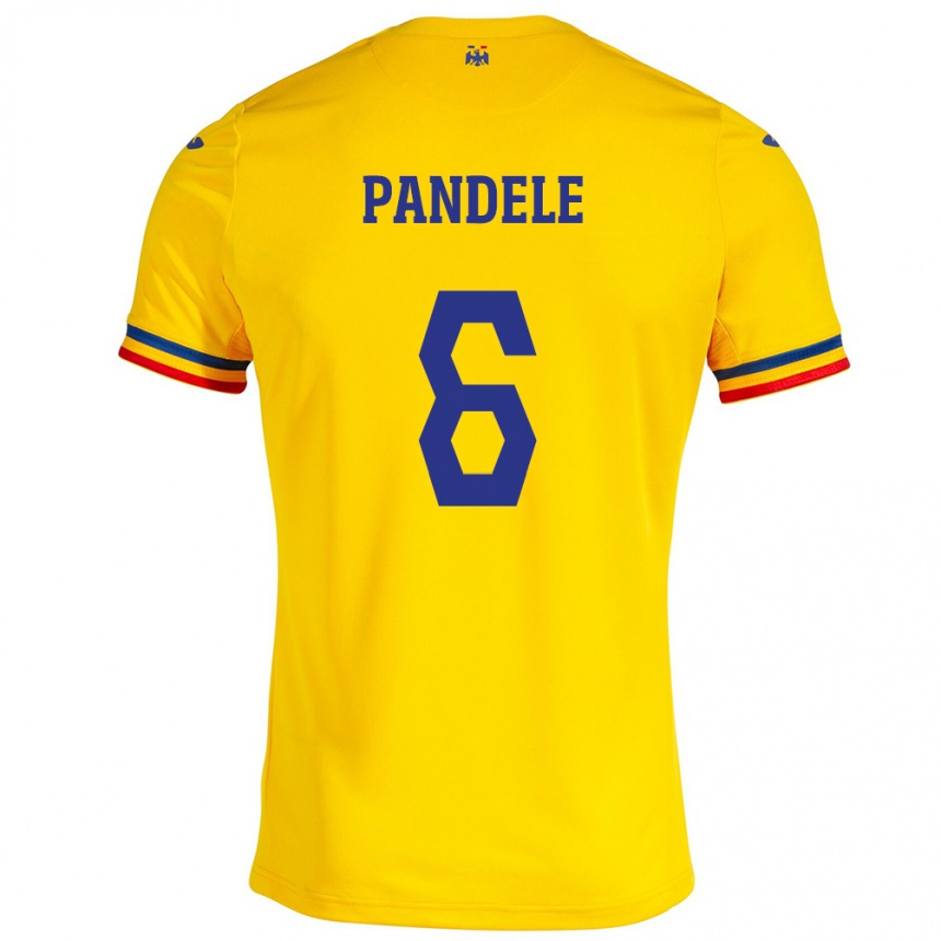 Kids Football Romania Andrei Pandele #6 Yellow Home Jersey 24-26 T-Shirt Australia