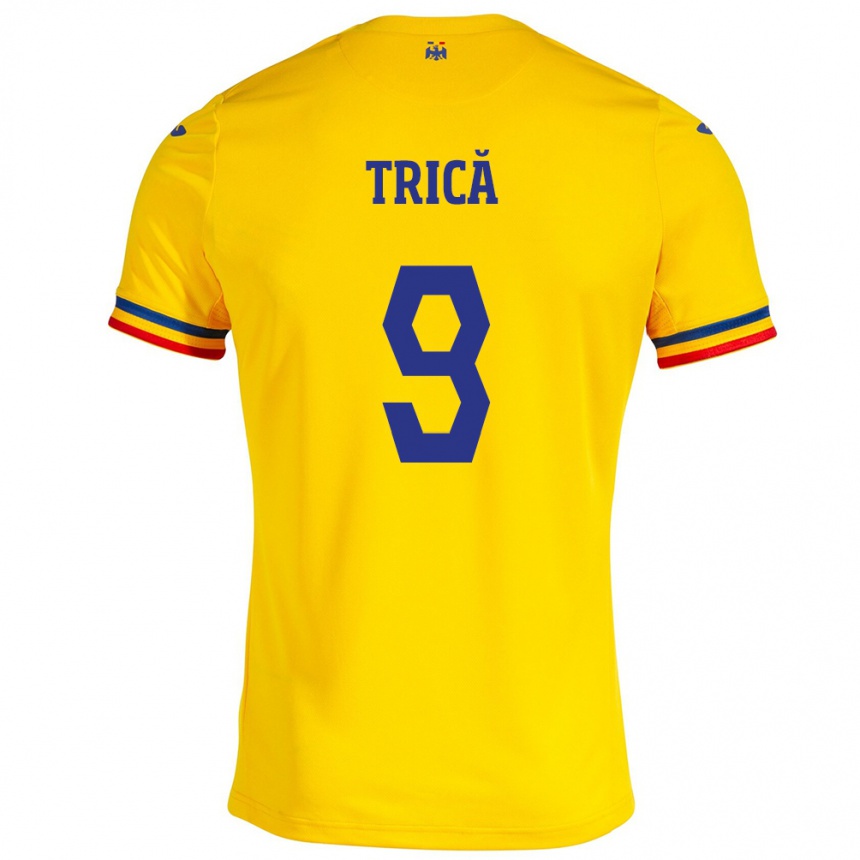 Kids Football Romania Atanas Trică #9 Yellow Home Jersey 24-26 T-Shirt Australia