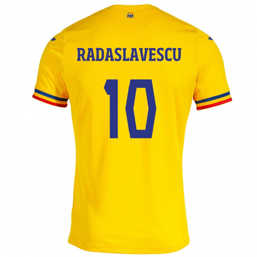 Kids Football Romania Eduard Radaslavescu #10 Yellow Home Jersey 24-26 T-Shirt Australia