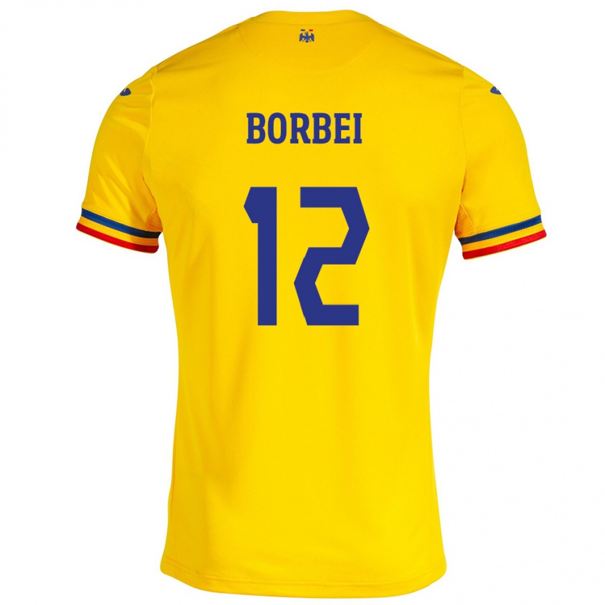 Kids Football Romania Alexandru Borbei #12 Yellow Home Jersey 24-26 T-Shirt Australia