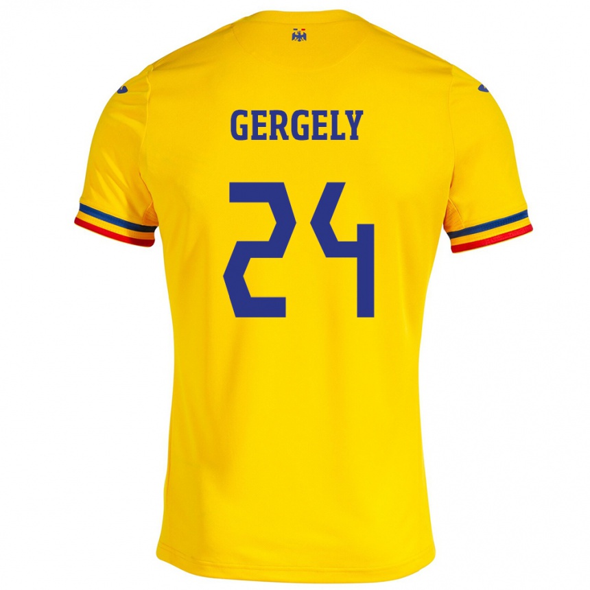 Kids Football Romania Botond Gergely #24 Yellow Home Jersey 24-26 T-Shirt Australia