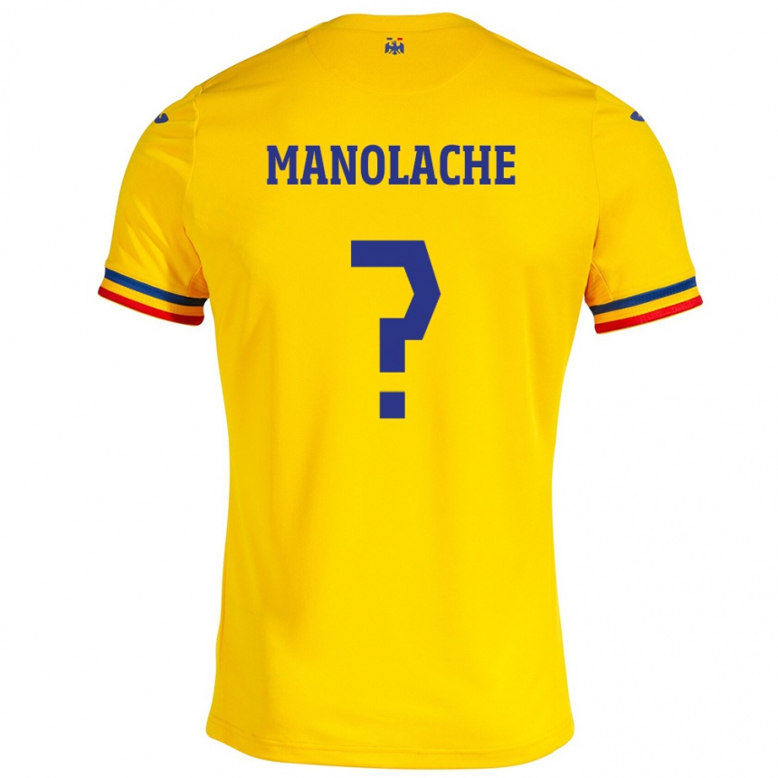 Kids Football Romania Luca Manolache #0 Yellow Home Jersey 24-26 T-Shirt Australia