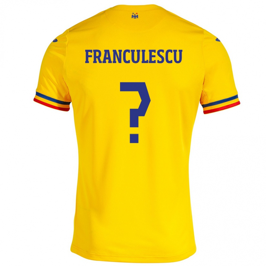 Kids Football Romania Adrian Frânculescu #0 Yellow Home Jersey 24-26 T-Shirt Australia