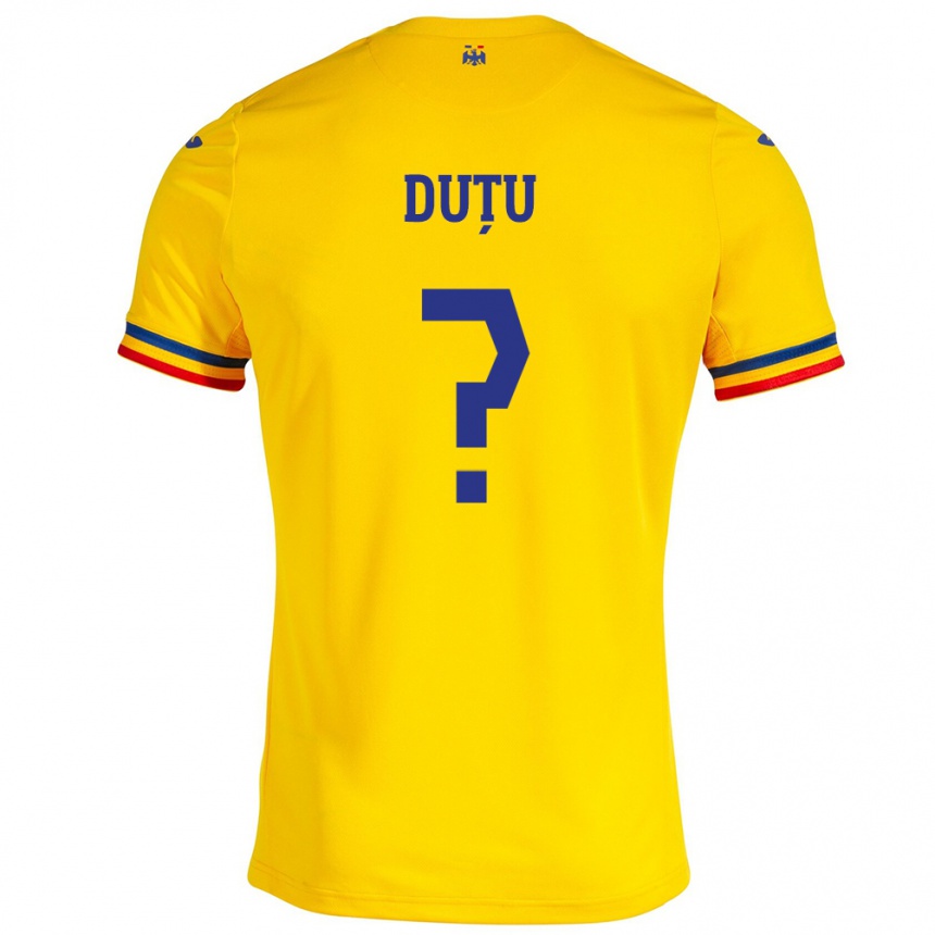 Kids Football Romania Matteo Duțu #0 Yellow Home Jersey 24-26 T-Shirt Australia