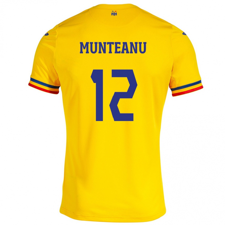 Kids Football Romania Rafael Munteanu #12 Yellow Home Jersey 24-26 T-Shirt Australia