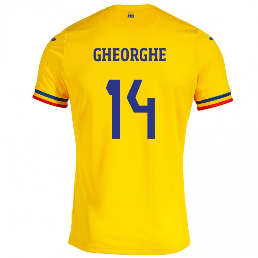 Kids Football Romania Costyn Gheorghe #14 Yellow Home Jersey 24-26 T-Shirt Australia