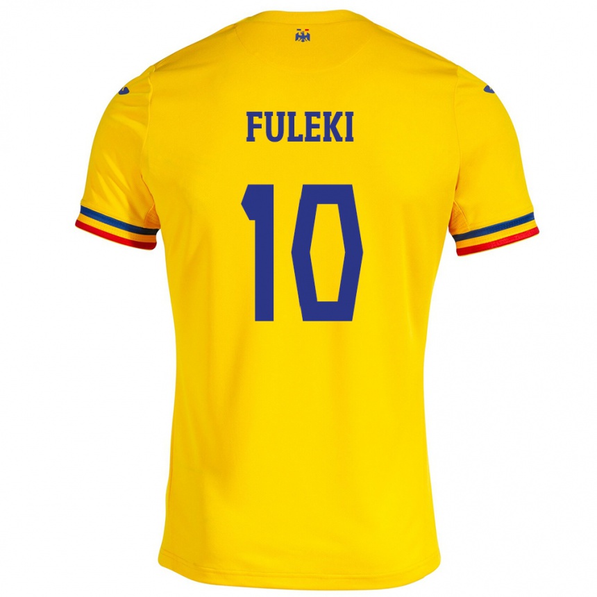 Kids Football Romania Samuel Fuleki #10 Yellow Home Jersey 24-26 T-Shirt Australia