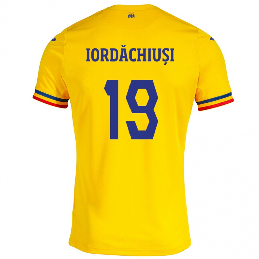 Kids Football Romania Olga Iordăchiuși #19 Yellow Home Jersey 24-26 T-Shirt Australia