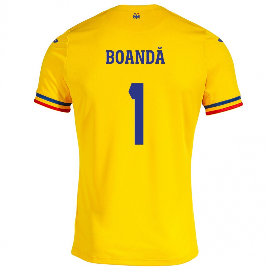 Kids Football Romania Lavinia Boandă #1 Yellow Home Jersey 24-26 T-Shirt Australia