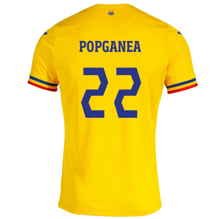 Kids Football Romania Mirela Pop-Ganea #22 Yellow Home Jersey 24-26 T-Shirt Australia