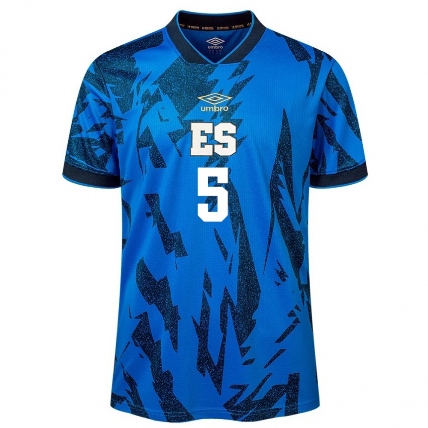 Kids Football El Salvador Edwin Córdova #5 Blue Home Jersey 24-26 T-Shirt Australia