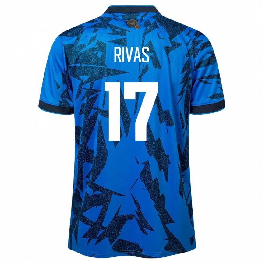 Kids Football El Salvador Eduardo Rivas #17 Blue Home Jersey 24-26 T-Shirt Australia