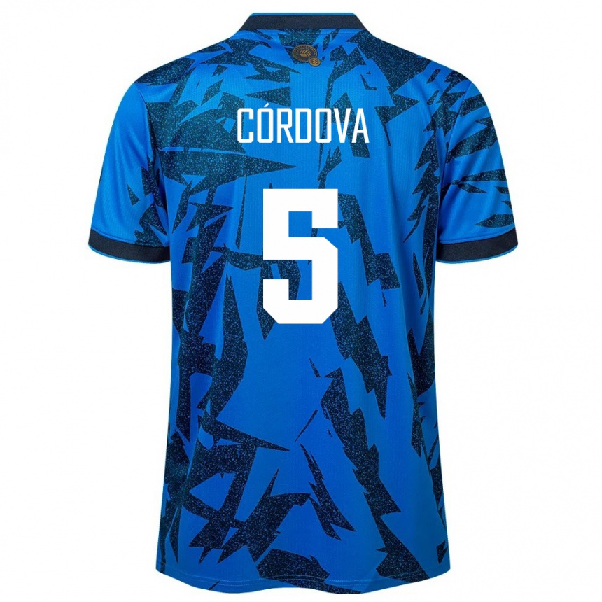 Kids Football El Salvador Edwin Córdova #5 Blue Home Jersey 24-26 T-Shirt Australia