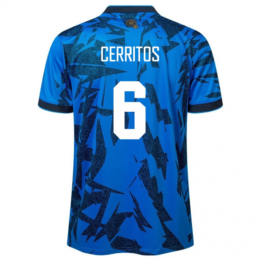 Kids Football El Salvador Mauricio Cerritos #6 Blue Home Jersey 24-26 T-Shirt Australia