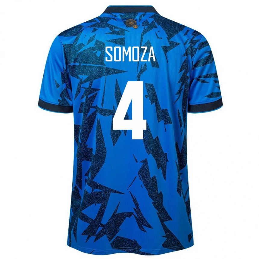 Kids Football El Salvador Néstor Somoza #4 Blue Home Jersey 24-26 T-Shirt Australia